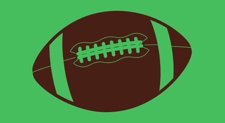 Classic American football on a green isolated background.