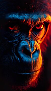 A close up of a gorilla 's face