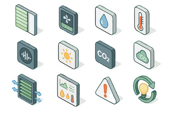 Icons environment alert smart vector noise dioxide icon sensor humidity filter gauge