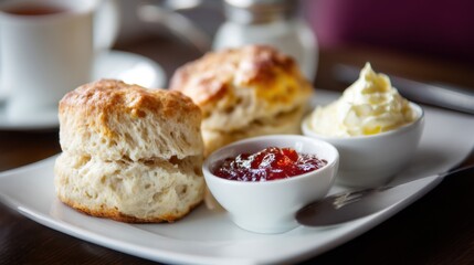 Scones with Clotted Cream and Jam: A Traditional Afternoon Tea Treat