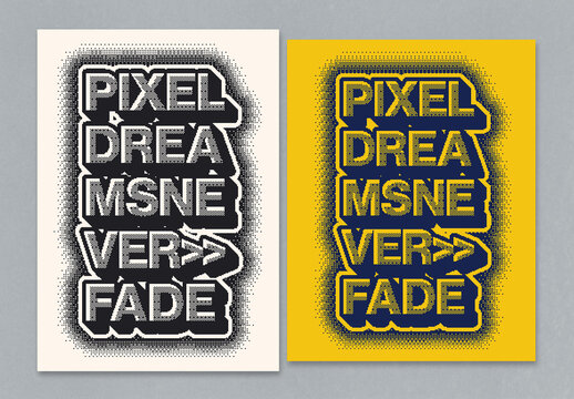 8-Bit Halftone Pixel Poster Template