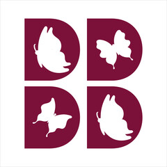 Butterfly D Creative letter logo design icon