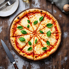 Italian Pizza. Stretching Cheese Pizza
. Hot Delicious Pizza
