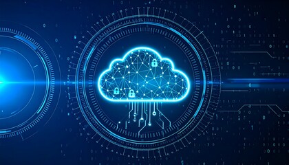 Abstract cloud computing graphic.  A glowing network cloud