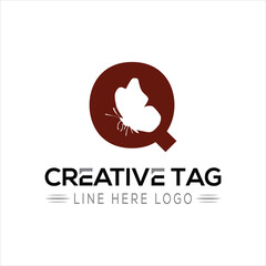 Butterfly Q Creative letter logo design icon