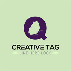 Butterfly Q Creative letter logo design icon