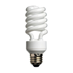 Energy efficient spiral light bulb with white finish, designed for long lasting illumination and reduced energy consumption. Ideal for home or office use