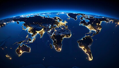 Earth at night, illuminated by city lights (1)