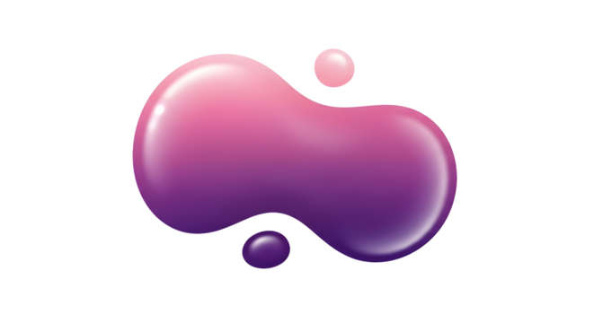 Pink purple gradient abstract blob, transparent background