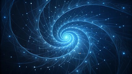 Blue glowing spiral network abstract digital art