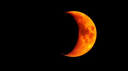 Fiery crescent moon during a lunar eclipse