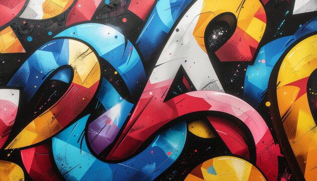 Vibrant explosion of abstract graffiti lettering, a dynamic urban mural showcasing colorful typography and modern street art style. - Powered by Adobe