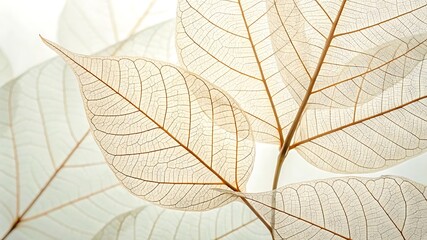 Delicate translucent leaf skeletons veins
