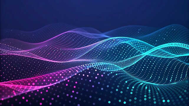 Digital waves of light particles abstract background - Powered by Adobe