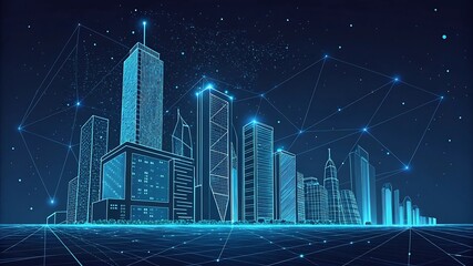 Futuristic Cityscape Network digital skyscrapers