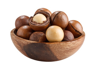 Obraz premium Macadamia Nuts in Wooden Bowl High-Res Food Photo for Stock