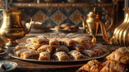 A table adorned with Turkish delight and baklava