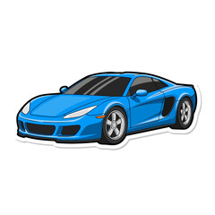 Blue sport car isolated on white background, a sleek and modern automobile design representing speed, luxury, and performance, perfect for transportation and automotive themes