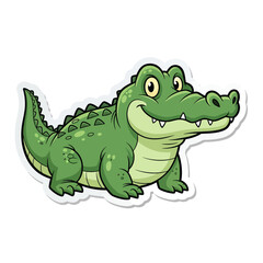 Cartoon alligator isolated on white background, showcasing its cute and friendly design, perfect for childrens illustrations, educational materials, and various creative projects