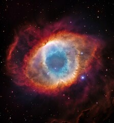 Naklejka premium This image is an artistic and colorful depiction of the Helix Nebula, also known as the 