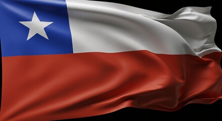 Chilean National Flag Waving in the Wind
