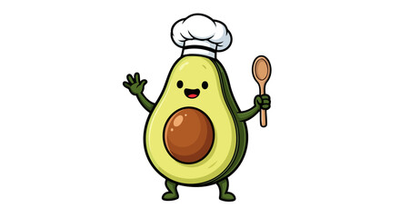 adorable chef avocado cartoon transparent background png for design projects
