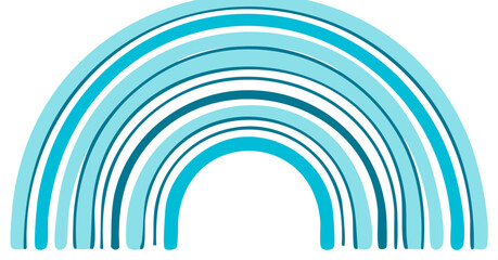 Obraz premium Abstract blue rainbow illustration with various shades of peaceful cyan arcs