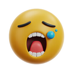 Fototapeta premium Expressive crying emoji face conveys deep sadness and emotional distress with water droplets.