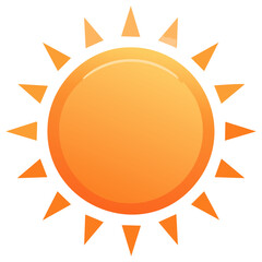 Orange Sun Icon with Rays Graphic Representation of Sunshine and Light