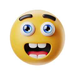 Fototapeta premium Astonished emoji with wide eyes and open mouth conveying surprise and excitement