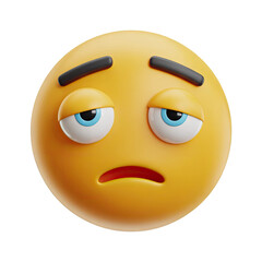 Fototapeta premium Expressing boredom and exhaustion with droopy eyes and a downturned mouth emoji