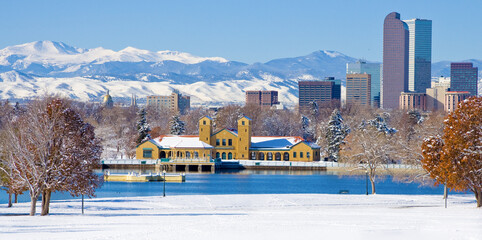Denver City Park Scenic with City Park Lake on a Winter Day © Jon Camrud
