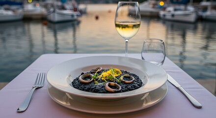 An energetic young man with a backpack on a vibrant city street is taking a selfie with his smartphone