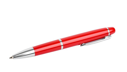 Red pen with silver accents clean background