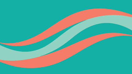 Serene Teal transparency background with Flowing Coral and Mint Green Waves abstract curve