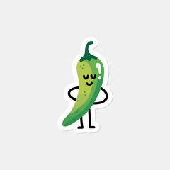 A cartoon chili pepper with a smiling face isolated on white background, creating a cute and playful image representing food, spice, and healthy eating