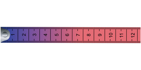Gradient Centimeter And Inches Measuring Tape Tool Vector Illustration.	