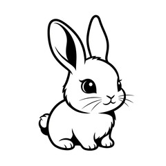 Obraz premium Outline Cute Style Rabbit Sitting Illustration Animal Character Design
