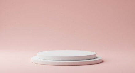 Minimalist White Podium on Soft Pink Backdrop, Product Display Stage