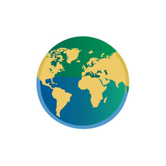 Naklejka premium Global Representation with Land Masses and Water Illustration World Map