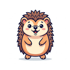 Cute Cartoon Style Hedgehog Standing Upright Illustration Animal