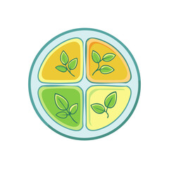 Four leaf icon growing in separate quadrants symbolizing development