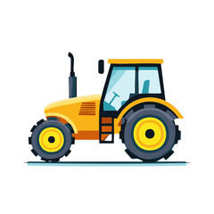 Naklejka premium Yellow Farm Tractor Illustration with Large Tires on White Background