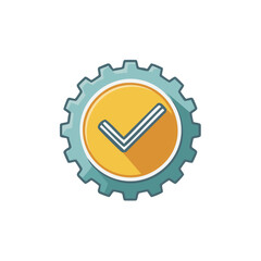 Gear with Check Mark Icon Concept Illustration