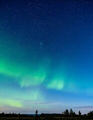 Fototapeta premium Aurora borealis over a field at night