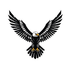 Obraz premium Eagle Soaring, Wildlife Display, Natural Habitat, Illustration, Aerial View, Freedom Concept