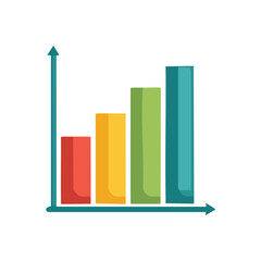 Growing Bar Chart Graph with Colorful Columns and Upward Trend Arrow