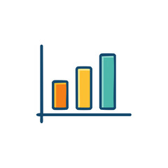 Fototapeta premium Hand-drawn bar graph displays business growth with colorful columns, symbolizing progress in a minimalistic, modern style