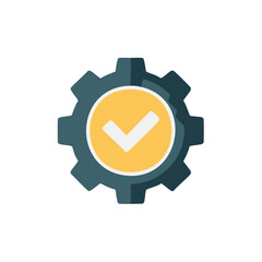 Cogwheel and Checkmark Icon. Settings or confirmation indicator graphic.