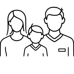Fototapeta premium Line Art Icon of a Family with Parent and Child 
